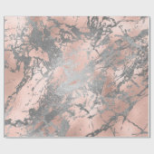 Graue Rose Rosa Silbermarble Shiny Metallic Stroke Geschenkpapier (Flach)