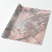 Graue Rose Rosa Silbermarble Shiny Metallic Stroke Geschenkpapier (Ungerollt)