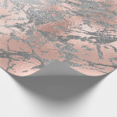 Graue Rose Rosa Silbermarble Shiny Metallic Stroke Geschenkpapier (Ecke)