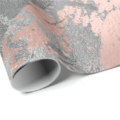 Graue Rose Rosa Silbermarble Shiny Metallic Stroke Geschenkpapier (Rolleneckpunkt)