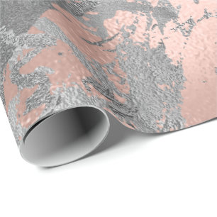 Graue Rose Rosa Silbermarble Shiny Metallic Stroke Geschenkpapier