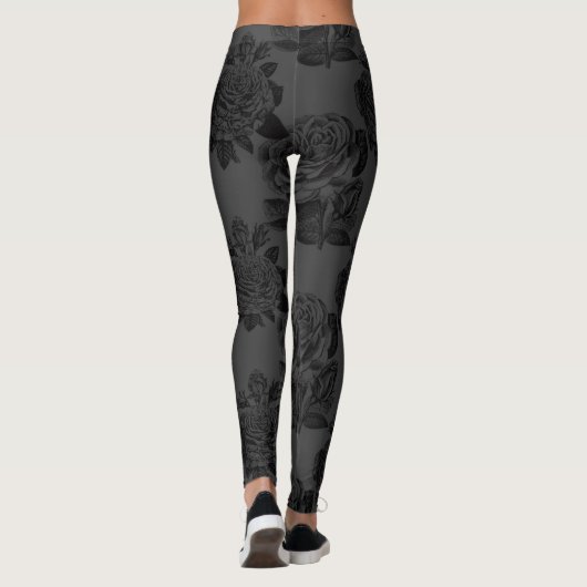 Graue Rose Schwarz Leggings (Rückseite)