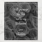 Graue Rose, Weinetikett aus grauem Foto (Einzelnes Label)