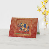 Graue rote Goldklemme Elephant Grußkarte Karte (Gelbe Blume)