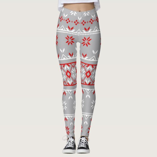 Graue/rote Leggings (Vorderseite)