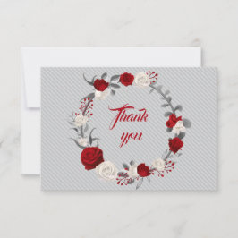 Graue, rote und weiße Blume, Blätter Dankeskarte