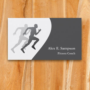 Graue Runner Fitness Coach Business Template Visitenkarte