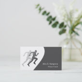 Graue Runner Fitness Coach Business Template Visitenkarte (Stehend Vorderseite)
