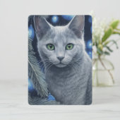 Graue Russische Blaue Katze Weihnachten oder Hanuk (Stehend Vorderseite)