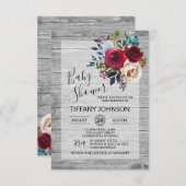 Graue rustikale Babyparty Einladung (Vorne/Hinten)