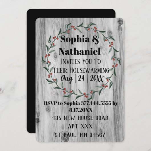 Graue Rustikale Erwärmung Party Feier I Einladung (Vorne/Hinten)