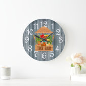 Graue Rustikale Tiki-Bar-Uhr Große Uhr (Zuhause)