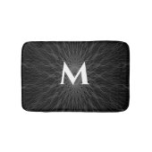Graue Saitenwellen schwarze Monogramm Badematte (Vorderseite)