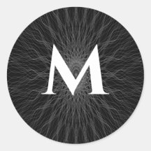 Graue Saitenwellen schwarze Monogramm