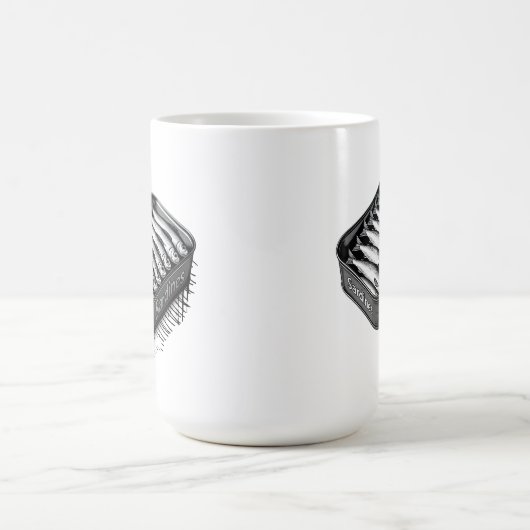 Graue Sardine Art Tin Custom Monogram Name Kaffeetasse (Mittel)