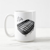 Graue Sardine Art Tin Custom Monogram Name Kaffeetasse (Links)