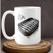 Graue Sardine Art Tin Custom Monogram Name Kaffeetasse