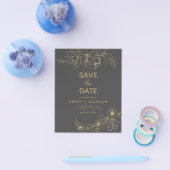 Graue Save the Date florale Goldfolie Flyer (Einzeln)