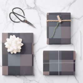 Graue Schachbrettmuster Geschenkpapier Set
