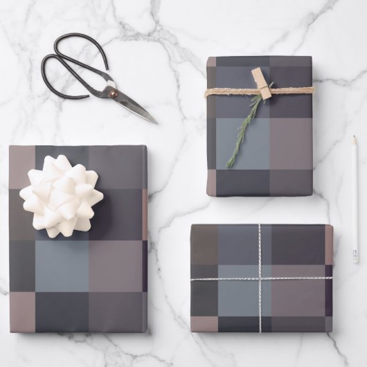 Graue Schachbrettmuster Geschenkpapier Set (Vorderseite)