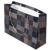 Graue Schachbrettmuster Große Geschenktüte (Rückseite Schrägansicht)