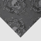 Graue Schädel in Frames auf Grau-Decoupage Seidenpapier (Detail)