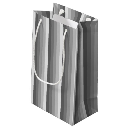 Graue Schattenstreifen Kleine Geschenktüte (Rückseite Schrägansicht)