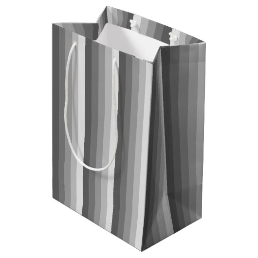 Graue Schattenstreifen Mittlere Geschenktüte (Rückseite Schrägansicht)