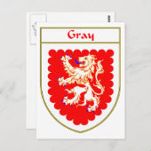 graue Schicht von Waffen/Familienwappen Postkarte (Vorne/Hinten)