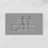 Graue Schlichte Monogram Logo-Visitenkarte Visitenkarte (Rückseite)