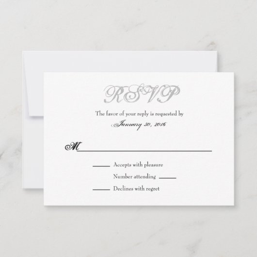 Graue Schlichte RSVP-Karten RSVP Karte (Vorderseite)