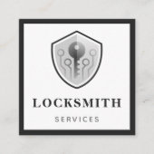 Graue Schlüssellogos Locksmith Services Social Med Quadratische Visitenkarte (Vorderseite)