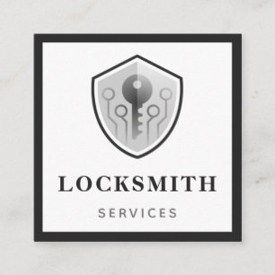 Graue Schlüssellogos Locksmith Services Social Med Quadratische Visitenkarte