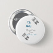 Graue Schmetterlingsblauer Babydusche - Babybett Button (Vorne & Hinten)
