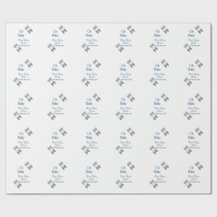 Graue Schmetterlingsblauer Babydusche - Babybett Geschenkpapier