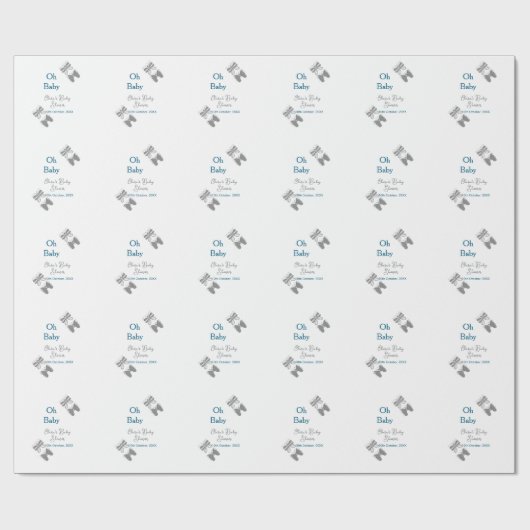 Graue Schmetterlingsblauer Babydusche - Babybett Geschenkpapier (Flach)