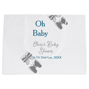 Graue Schmetterlingsblauer Babydusche - Babybett Große Geschenktüte