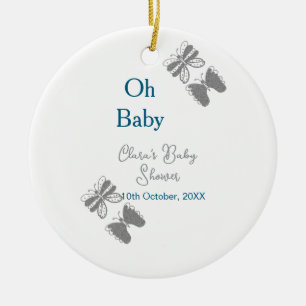 Graue Schmetterlingsblauer Babydusche - Babybett Keramik Ornament