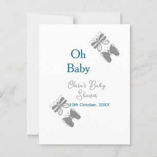 Graue Schmetterlingsblauer Babydusche - Babybett Postkarte
