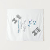 Graue Schmetterlingsblauer Babydusche - Babybett Wandteppich (Vorderseite (Horizontal))