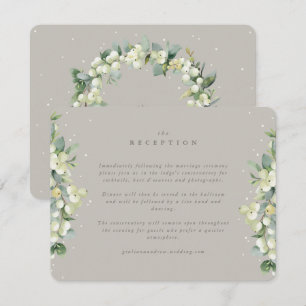 Graue Schneebeere + Eukalyptus Hochzeitsempfang Begleitkarte