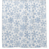 Graue Schneeflocken auf weißem Grund Duschvorhang (Vorderseite)