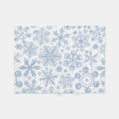 Graue Schneeflocken auf weißem Grund Fleecedecke (Vorderseite (Horizontal))