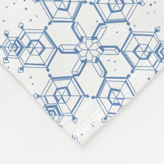 Graue Schneeflocken auf weißem Grund Fleecedecke (Ecke)