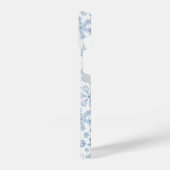 Graue Schneeflocken auf weißem Grund iPhone Hülle (Linke Seite)