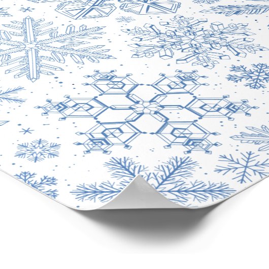 Graue Schneeflocken auf weißem Grund Poster (Ecke)