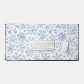 Graue Schneeflocken auf weißem Grund Schreibtischunterlage (Tastatur & Maus)