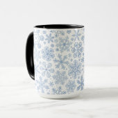 Graue Schneeflocken auf weißem Grund Tasse (Vorderseite Links)