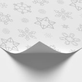 Graue Schneeflocken auf weißem Weihnachtswrapping Geschenkpapier (Ecke)
