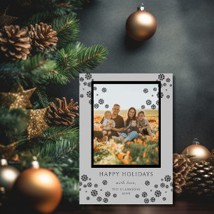 Graue Schneeflocken Foto Happy Holiday Card Feiertagskarte